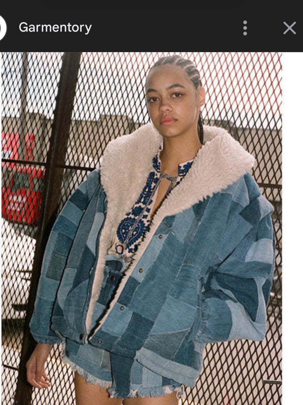 Sea NY Diego denim patchwork Sherpa jacket XS